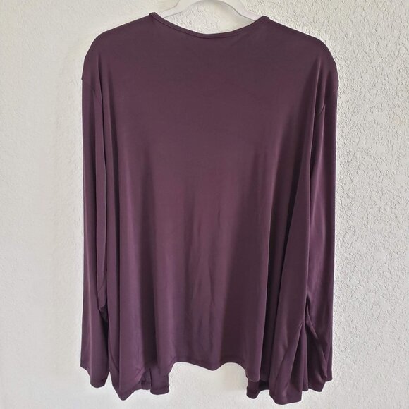 Catherine's Woman Size 4X Dark Purple Slinky Stretch Cardigan Pintuck Open Front - Picture 2 of 6